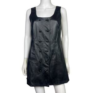 See by Chloe Womens 8 Black Soft Leather Button Lined Sleeveless Mini Dress NWOT